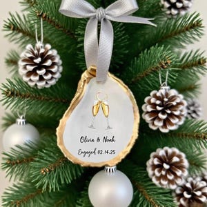Personalized Oyster Shell Ornament: Custom Engagement Wedding Keepsake