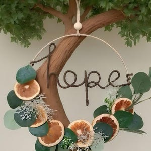 Custom Name Dried Fruit and Greenery Wreath, Dried flowers and Dehydrated Oranges Wreath, Natural Dried, Front Door, Home Decor Wreath Gift