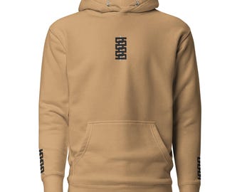 Minimalistische streetwear-hoodie – klassieke trui met capuchon, geborduurd ontwerp op borst en mouw, uniseks casual sweater, cadeau voor hem of haar