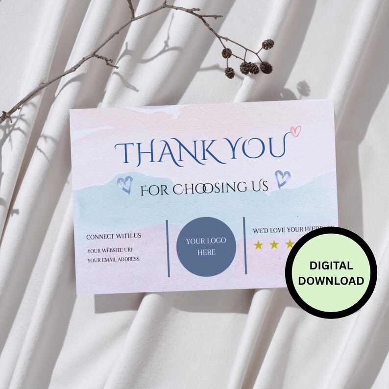Editable Business Thank You Card Template Easy to Use for Small ...