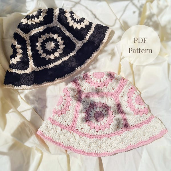 Crochet Pattern | Granny Square Bucket Hat | Shell Stitch | Beginner Friendly PDF Pattern