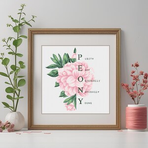Romantic Peonies - Cross Stitch Pattern - PDF Floral Embroidery