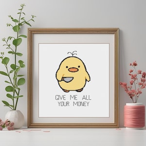 Duck with Knife Cross Stitch Pattern – PDF Download