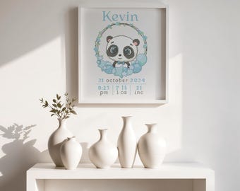 Panda Geburtsanzeige Kreuzstich Muster - PDF-Download