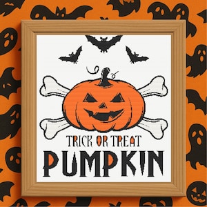Halloween Pumpkin Cross Stitch Pattern – PDF Instant Download