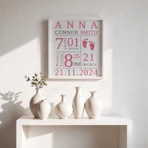 Baby Birth Announcement Cross Stitch Pattern – Personalized PDF Sampler