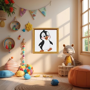 Cute Penguin Cross Stitch Pattern – Winter Animal Embroidery PDF – Modern Cross Stitch for Beginners – Instant Download