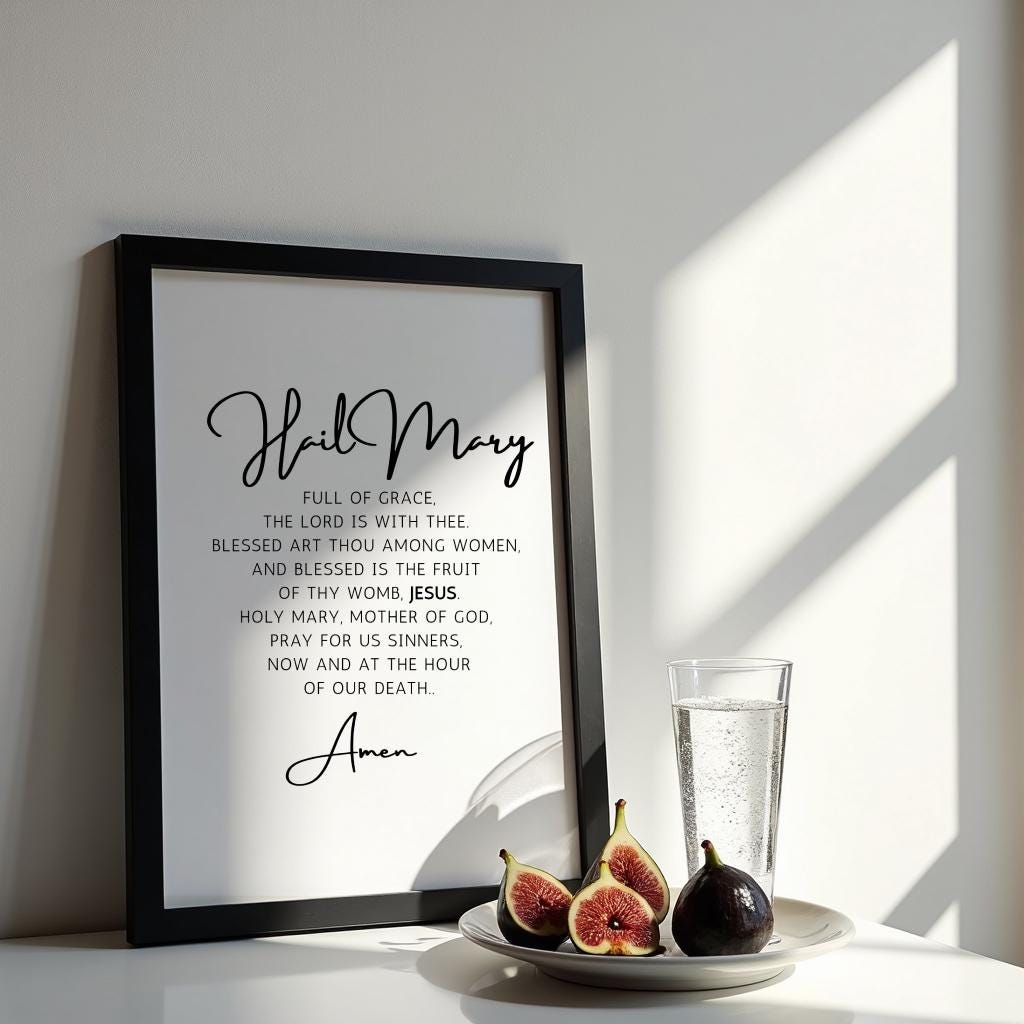 Hail Mary Prayer Print | Catholic Wall Art | Marian Devotion Printable ...