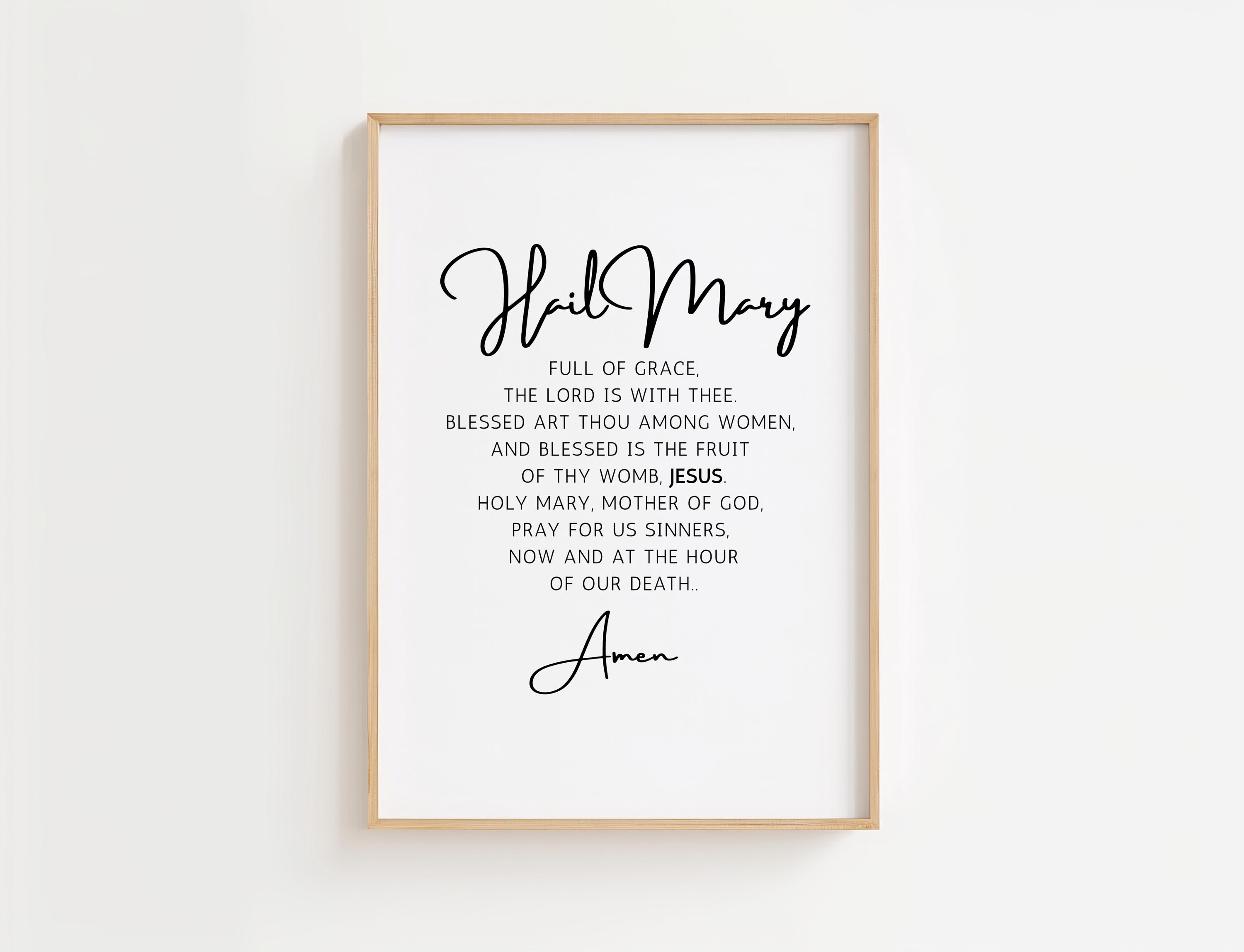 Hail Mary Prayer Print | Catholic Wall Art | Marian Devotion Printable ...