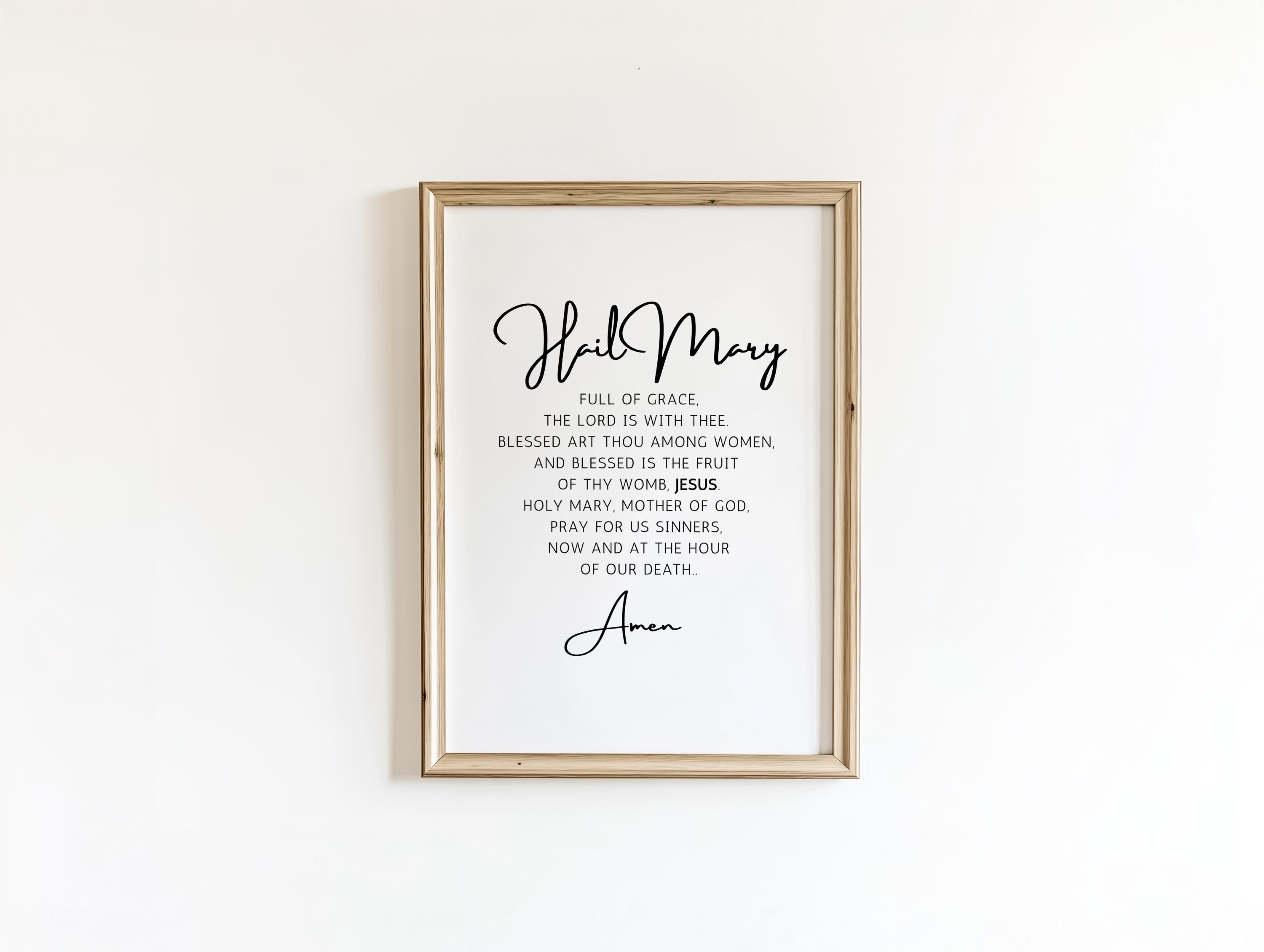 Hail Mary Prayer Print | Catholic Wall Art | Marian Devotion Printable ...