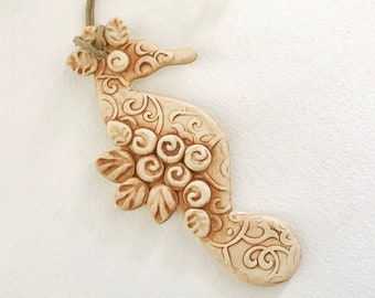 Rustic Seahorse Ornament - Beach Ornament - Handmade Seahorse Tree Ornament - Seahorse Gift Tag