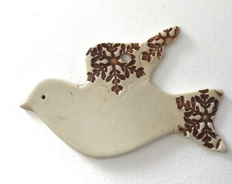 Dove Ornament - Rustic Dove Ornament - Handmade Dove Ornament - Pottery tree ornament  - Teacher  Gift - SHIPPING INCLUDED