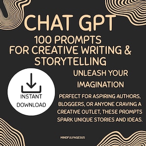 100 Creative Writing Prompts for AI Storytelling with ChatGPT Printable PDF Guide for Creative Writing and Storytelling Instant Download