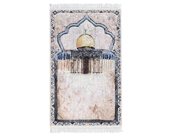 Alfombra de oración con diseño de Al Aqsa / Suave y acolchada, regalo islámico