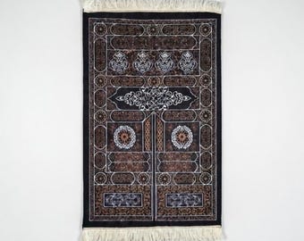 Alfombra de oración acolchada / Sajadah islámica aterciopelada, diseño Kiswah Kaaba