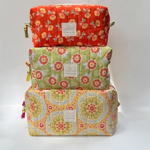 Quilted Boxy Bag, Makeup Bag, Cosmetic Bag, Pouch, Handmade, Tiolety Bag, Carry All