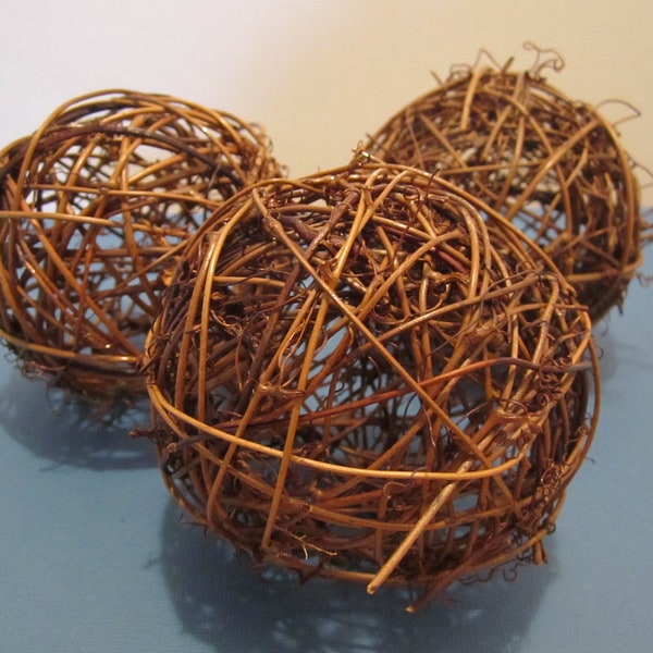 Grapevine / Twig Balls - 4" / 10cm - Brown - Set of 3