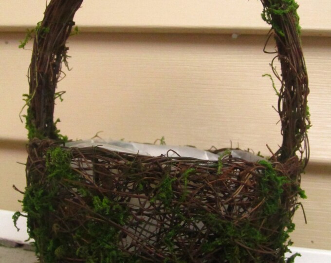 Grapevine and Moss Flower Girl Basket or Planter Etsy