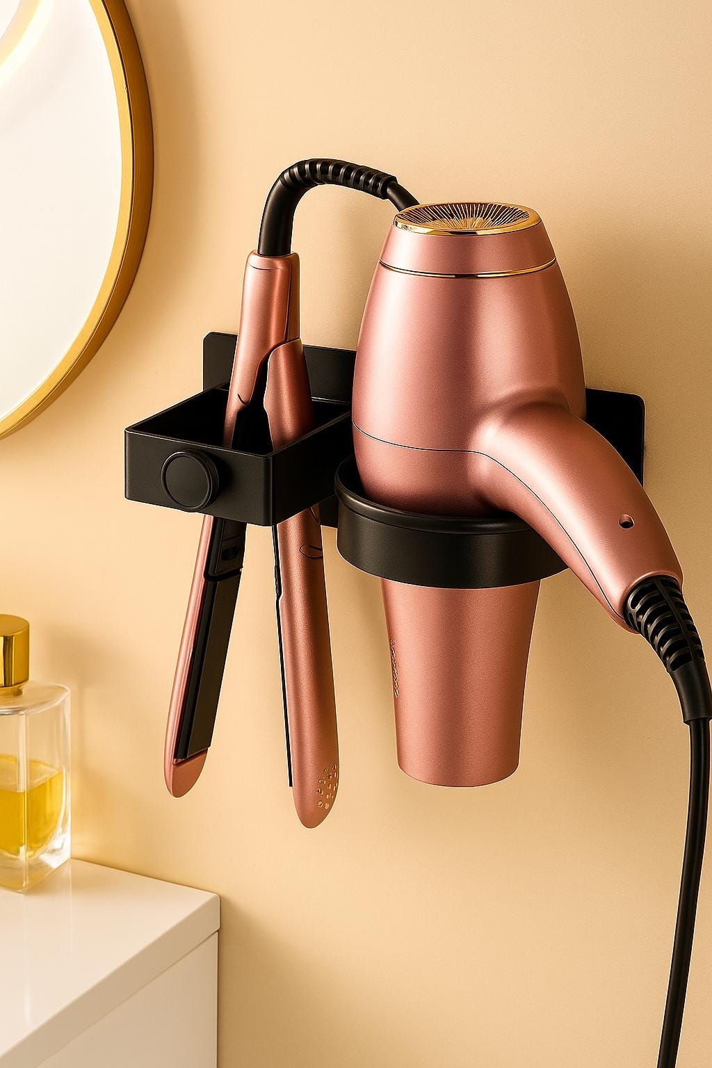 RICH-PO Wall Mount Hair Dryer Holder - Spiral Design Organizer For Blow Dryer, Curling Iron & Straightener - View #9