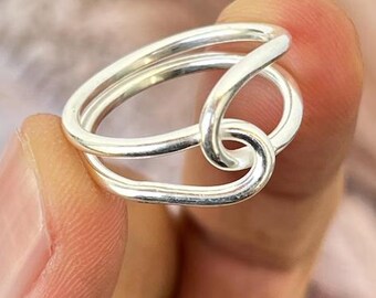 Sterlingzilveren ring met dubbele band, handgemaakte open draad