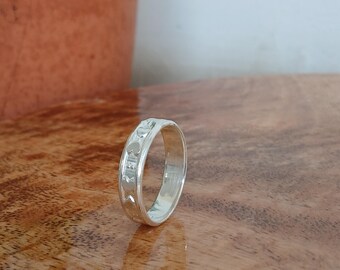 Handmade Sterling Silver Textured Stacking Ring, Unisex Band