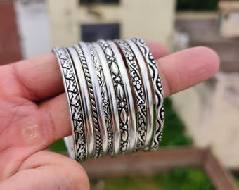 925 Pure Sterling Silver Handmade Oxidised Silver Bangles Set for 925 Pure Sterling Silver Handmade Oxidised Silver Bangles Set for