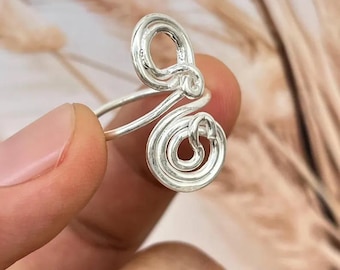 Handmade Sterling Silver Double Swirl Ring, Minimalist Boho