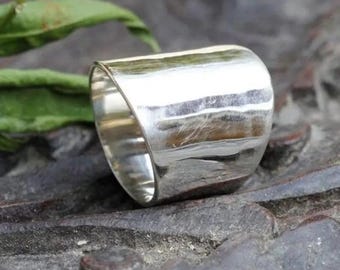 Handmade Wide Sterling Silver Band Ring | Unisex Thumb Ring