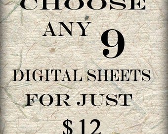 SPECIAL SALE  Bundle Collage 9 Sheets of Your Choice (S-9)