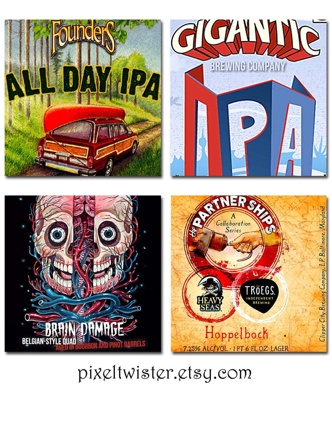 Beer Logo Coasters Can Art Bar Gift India Pale Ale Craft Hops Etsy