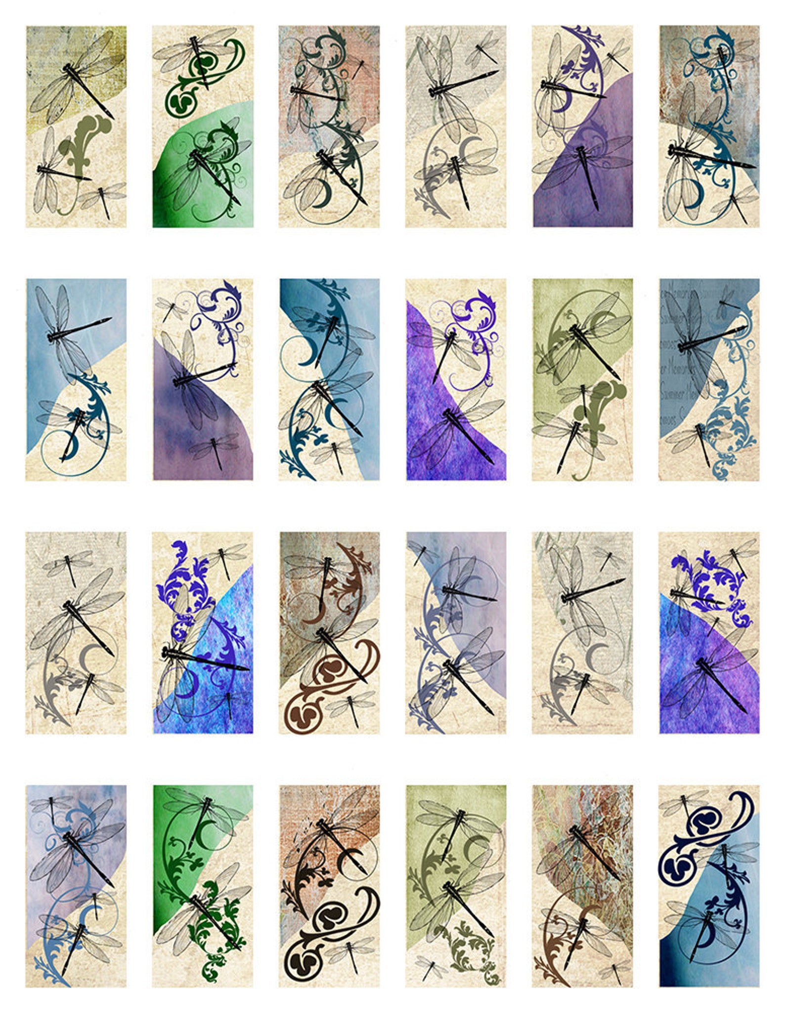Dragonflies Instant Download Domino 1 X 2 Inch Digital Image Collage ...