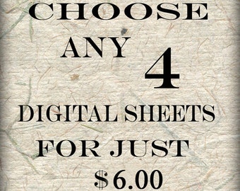 SPECIAL SALE  Bundle 4 Collage Sheets of Your Choice (S-4)