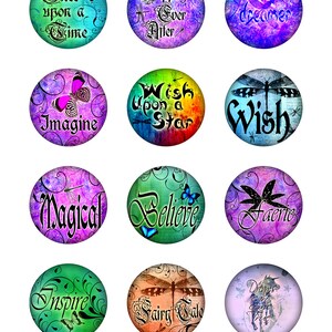 Dragonflies Butterflies Fairytale Inspiration Instant Download Resin Glass Pendants Digital Collage Sheet Round 1,2 Inch Jpeg Images (14-2)