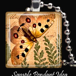 Dragonfly Butterflies Woodland Theme Squares Instant Download 1 Inch Resin Glass Scrabble Tile Pendants Digital JPEG Images MA-21 image 3