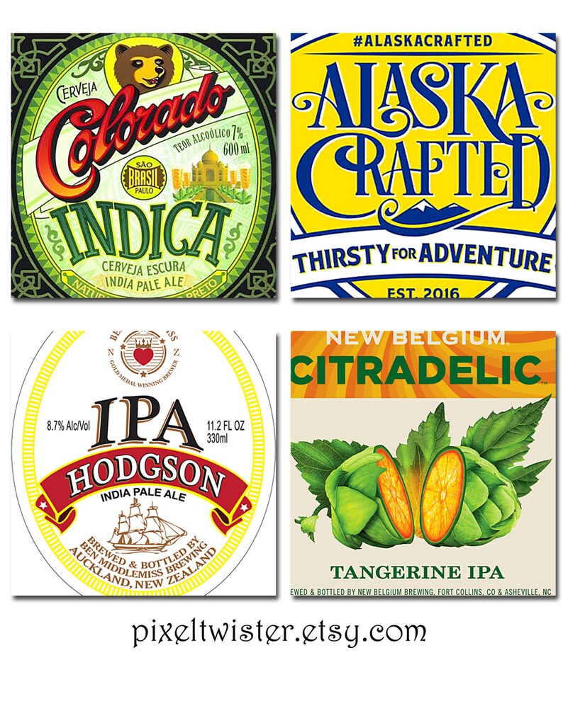 Beer Logo Coasters Can Art Bar Gift India Pale Ale Craft Hops Etsy