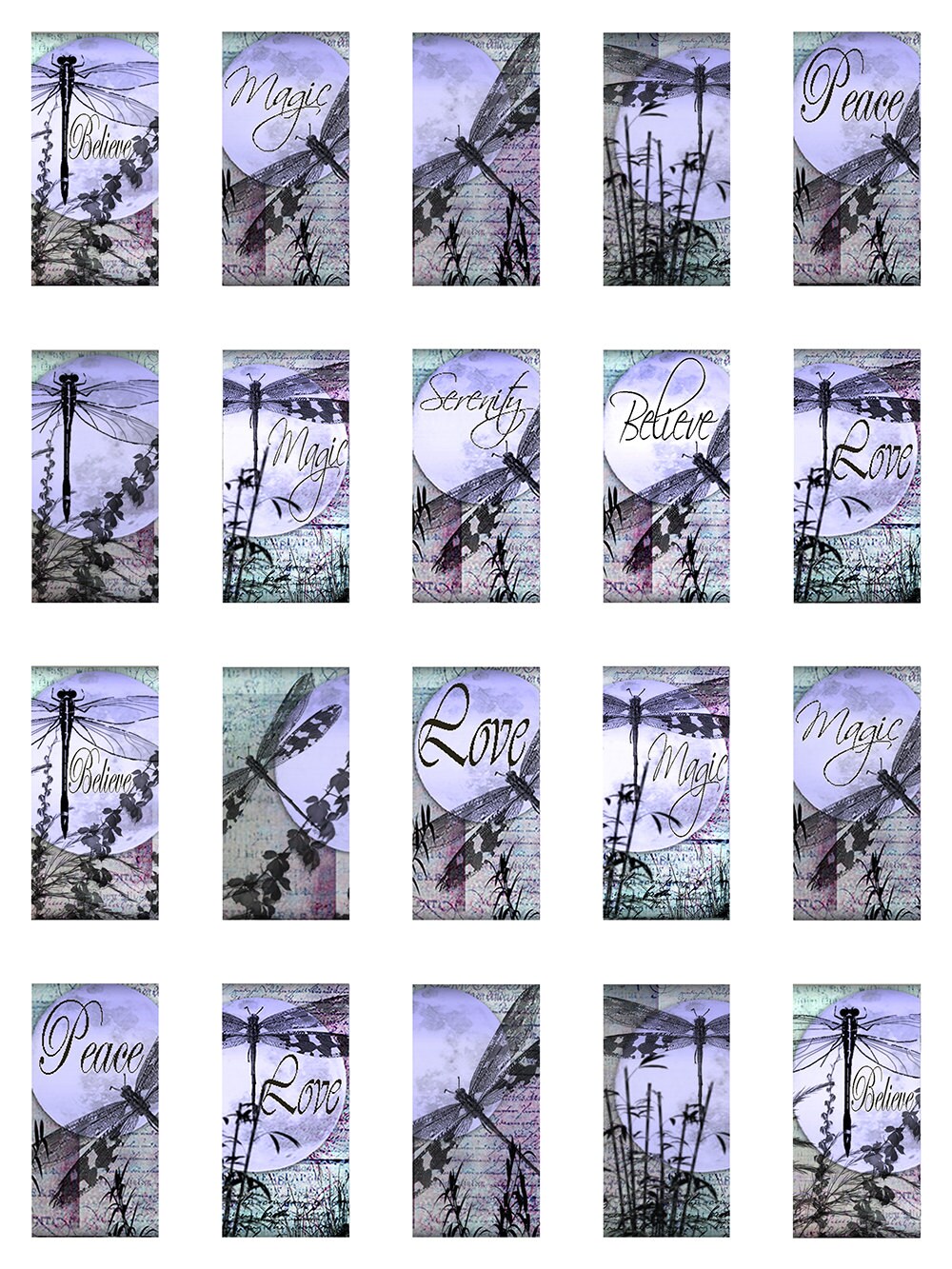 Dragonflies Domino 1 X 2 Inch Instant Download Digital Image Collage ...