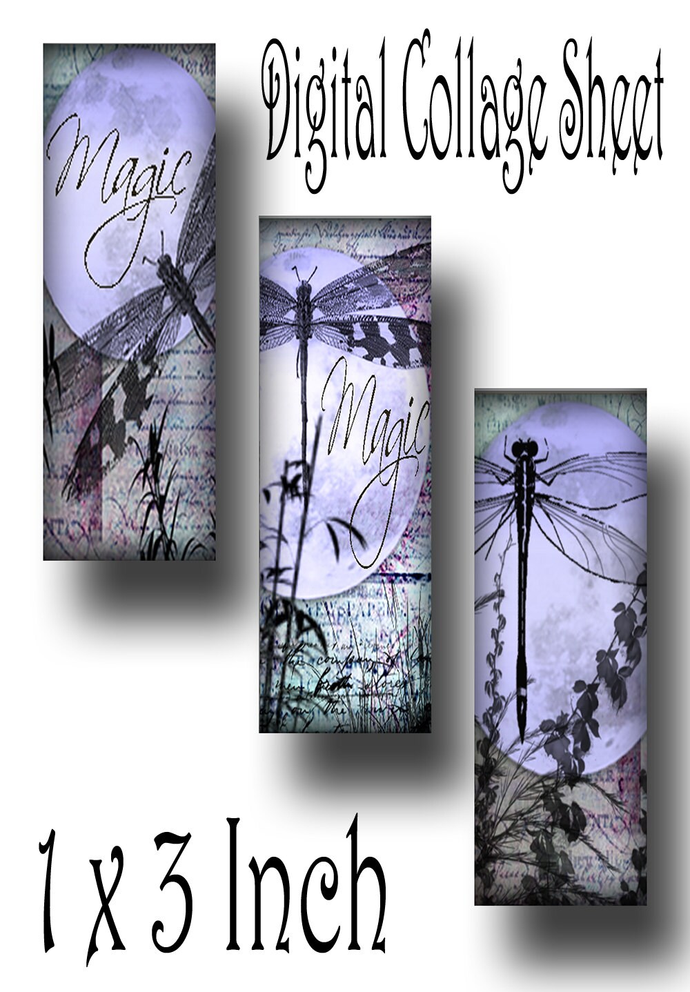 Dragonflies Domino 1 X 3 Inch Microslide Instant Download Digital Image ...