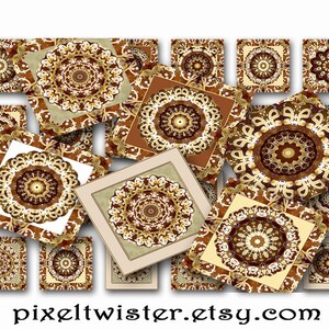 Mandala Square Tiles Digital Image Téléchargement instantané Résine Verre Scrabble Tile Pendentifs 1 pouce JPEG (M-8)
