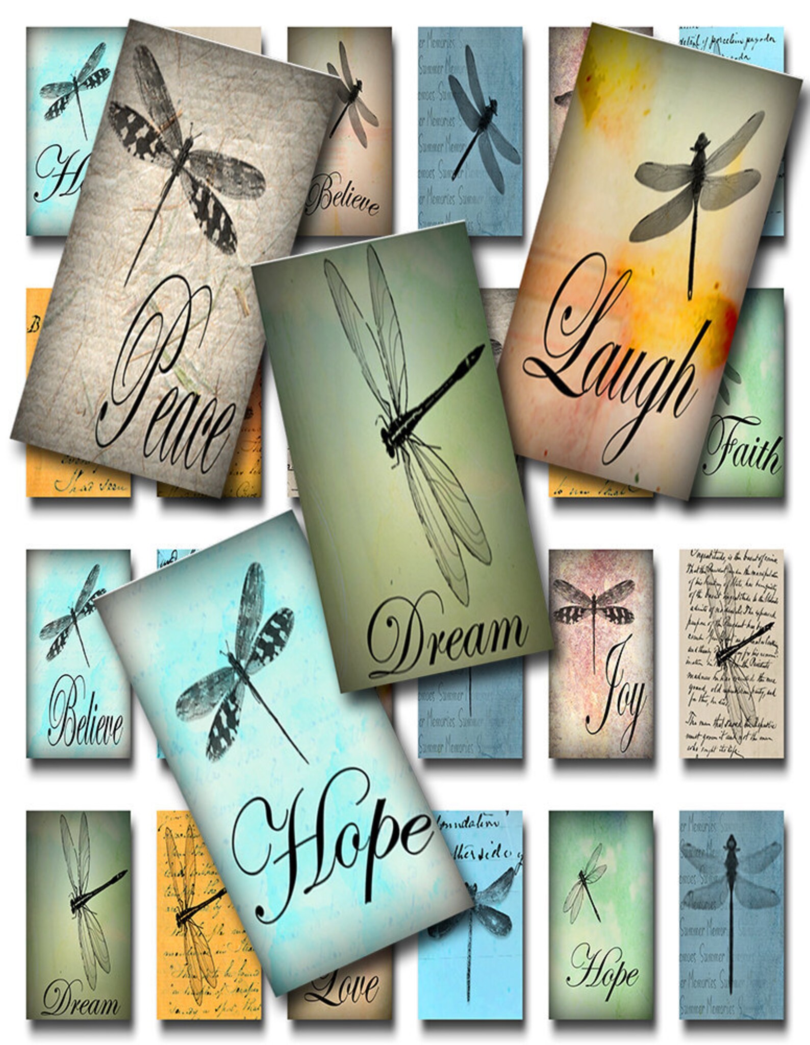 Dragonflies Domino 1 X 2 Inch Instant Download Digital Image Collage ...