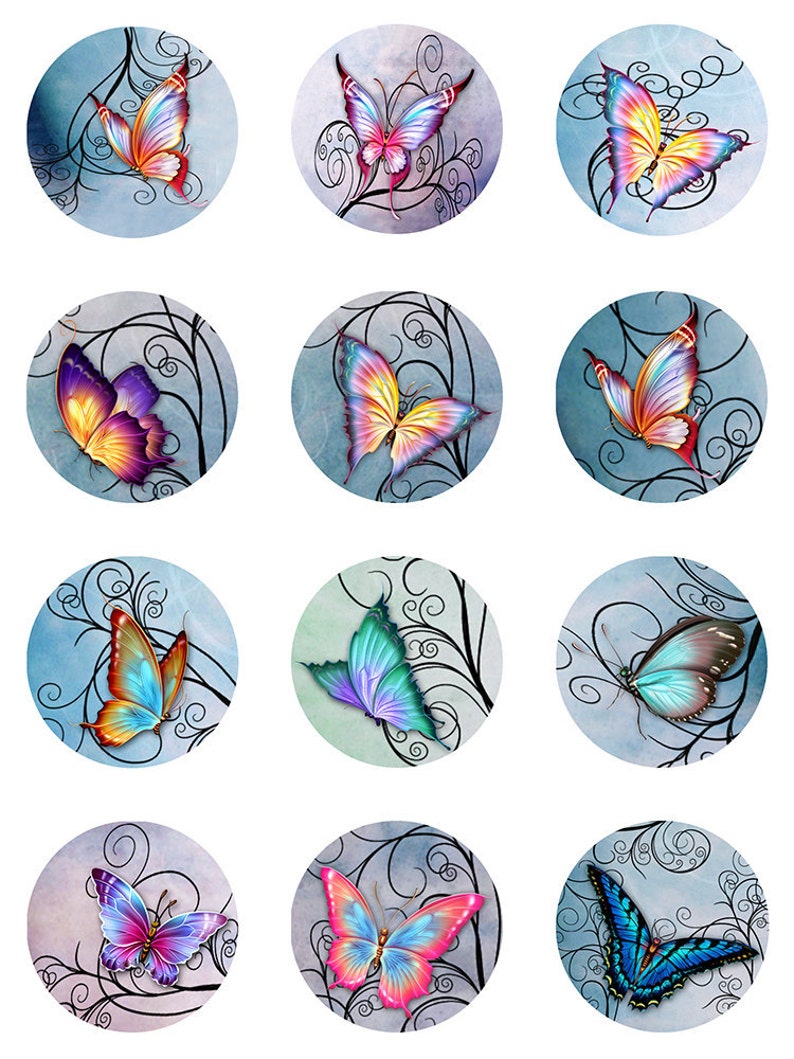 Butterflies Swirls Pastel Watercolor Paper Digital Instant Download 1 ...