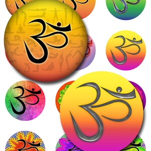 Om Theme Yoga Mantra Download instantâneo Folha de colagem digital de 1,1/2,2,2 1/4 polegada Círculo redondo Mandala JPEG (13-32)