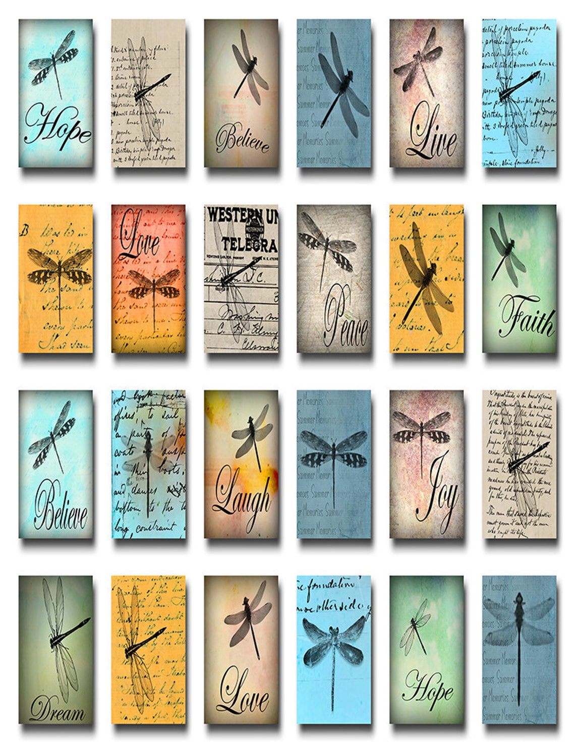 Dragonflies Domino 1 X 2 Inch Instant Download Digital Image Collage ...