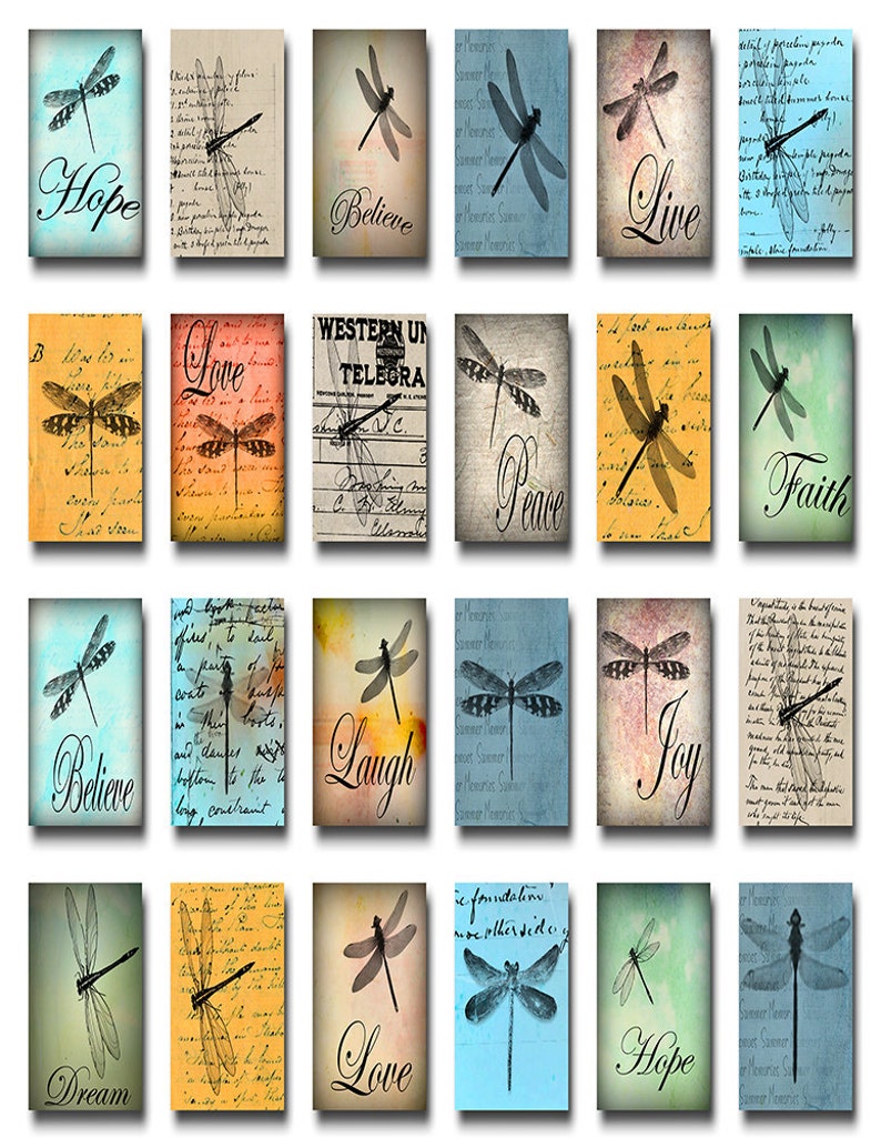 Dragonflies Domino 1 X 2 Inch Instant Download Digital Image Collage ...
