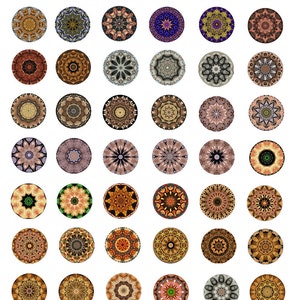 Mandala Circles Download instantâneo Folha de colagem de círculos de 1 polegada 48 designs originais (KKX-101)