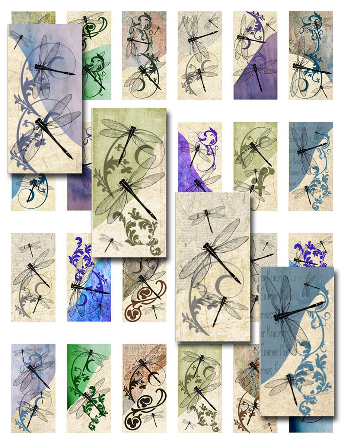 Dragonflies Instant Download Domino 1 X 2 Inch Digital Image Collage ...