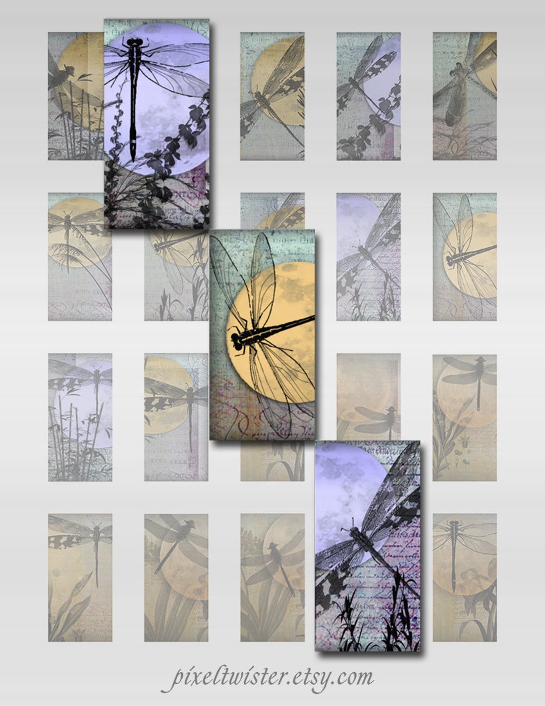 Dragonflies Domino 1 X 2 Inch Instant Download Digital Image Collage ...