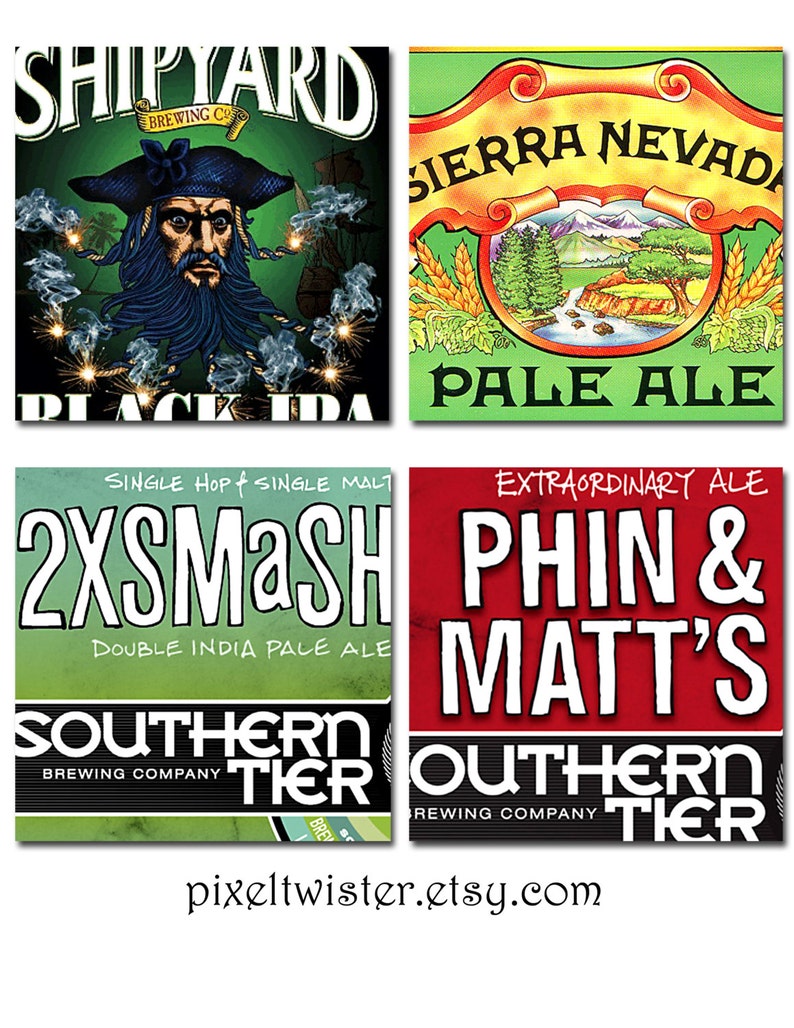 Beer Logo Coasters Can Art Bar Gift India Pale Ale Craft Hops Etsy