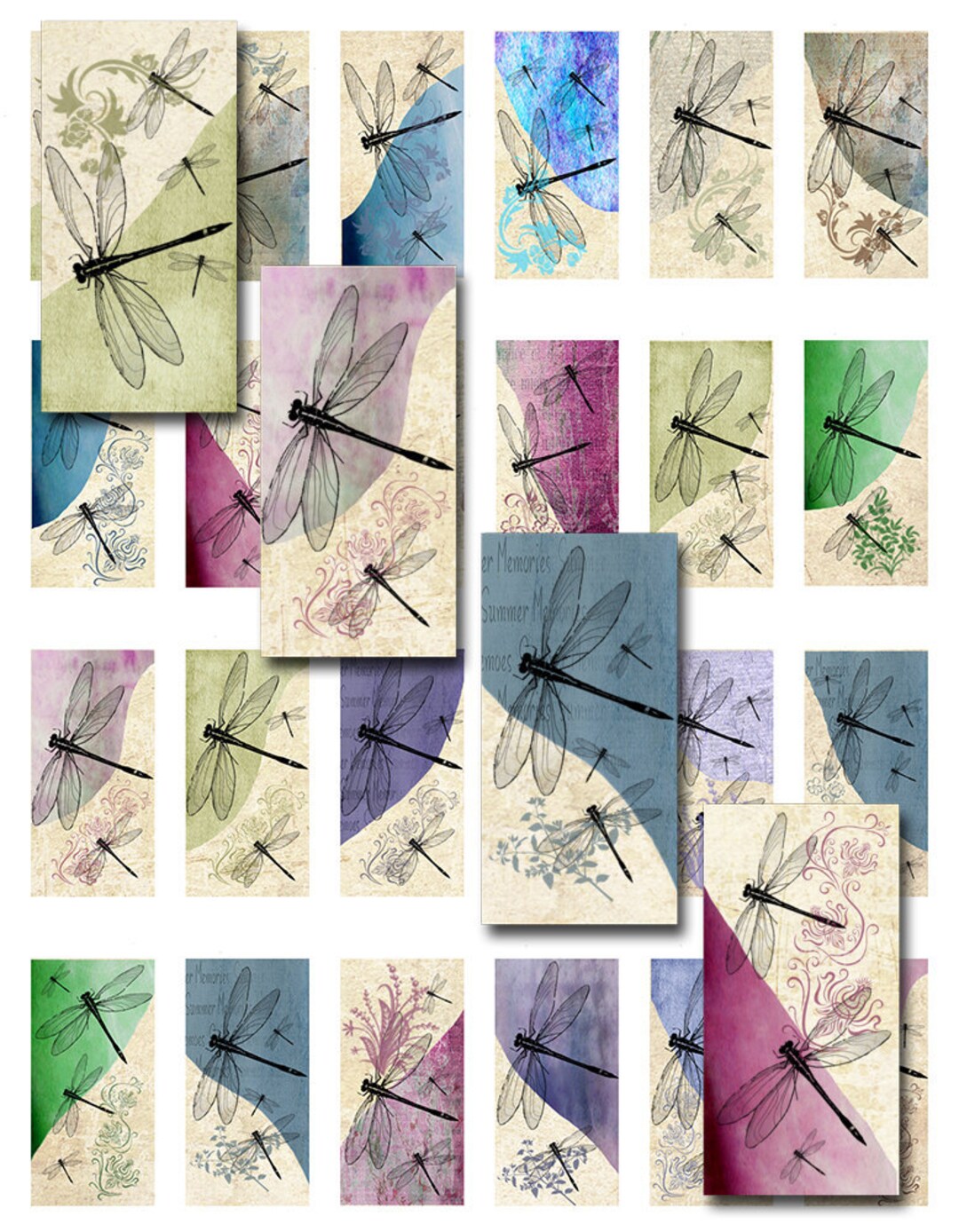 Dragonflies Domino 1 X 2 Inch Instant Download Digital Image Collage ...