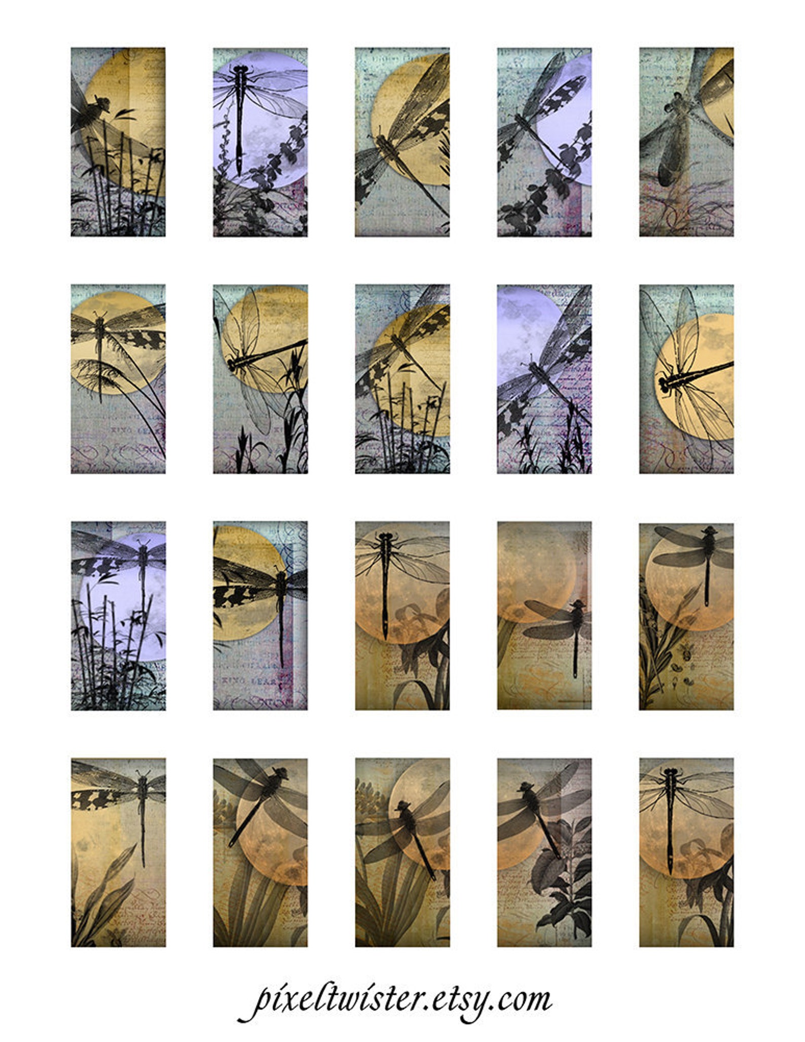 Dragonflies Domino 1 X 2 Inch Instant Download Digital Image Collage ...