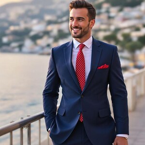 Men 3 piece suit Classic Blue stylish men suit 3 piece suit prom suit men Classic Blue Notch Lapel elegant suit 3 piece suit Formal Tuxedo.